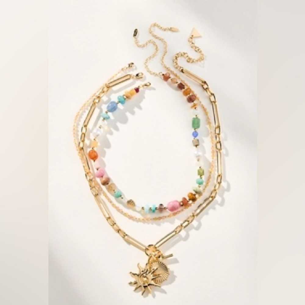 New with Tags Shades of Sea Layered Necklaces, Set of 3: Charm Edition